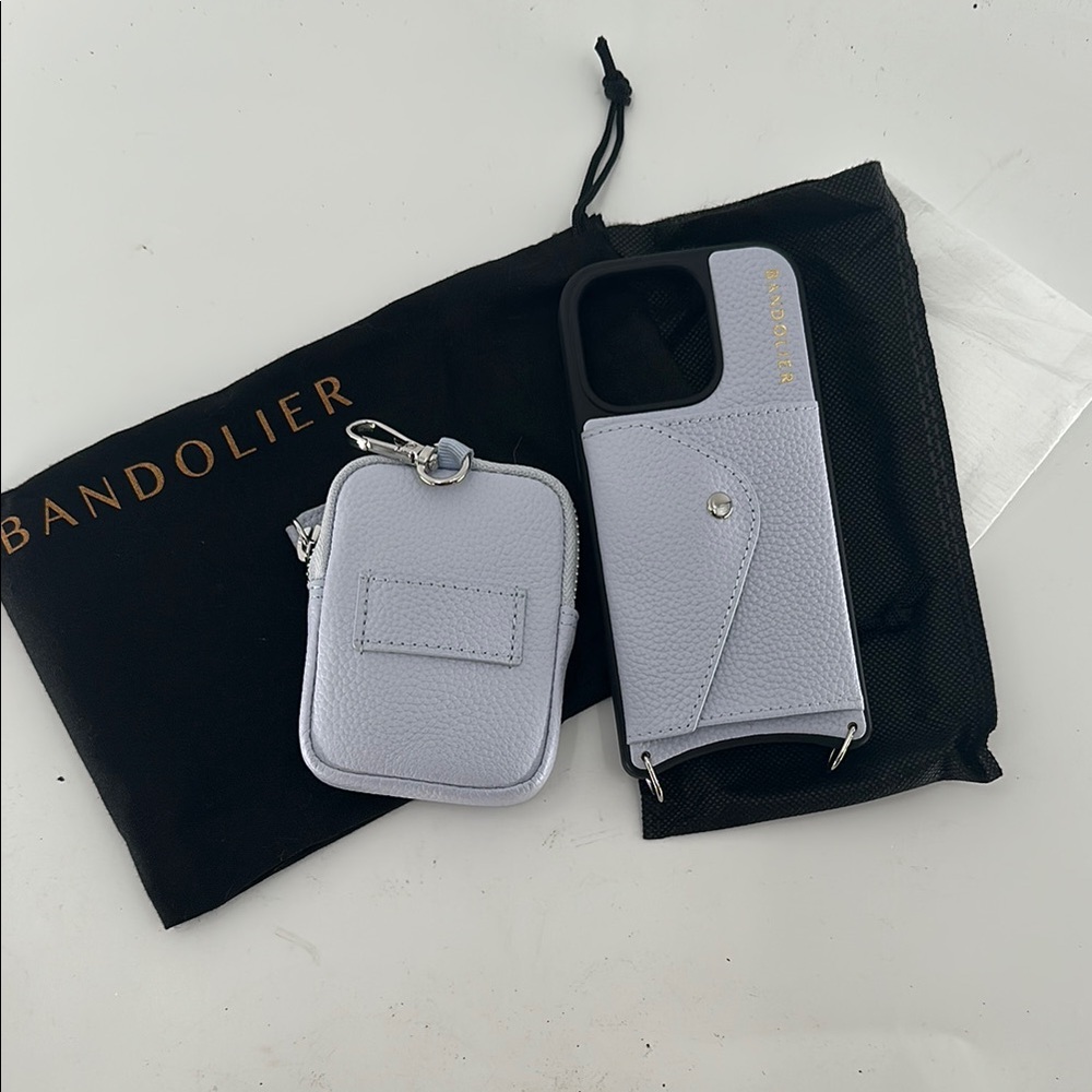 Bandolier Lavender Leather Crossbody Phone Case with Pouch